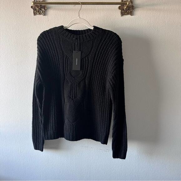 NWT VERO MODA Knit Crewneck Sweater In Black. Chunky, warm, winter, cozy lon… - Picture 2 of 14